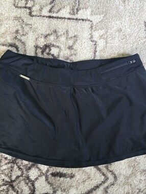 Black Swim Skort with Zip Pockets